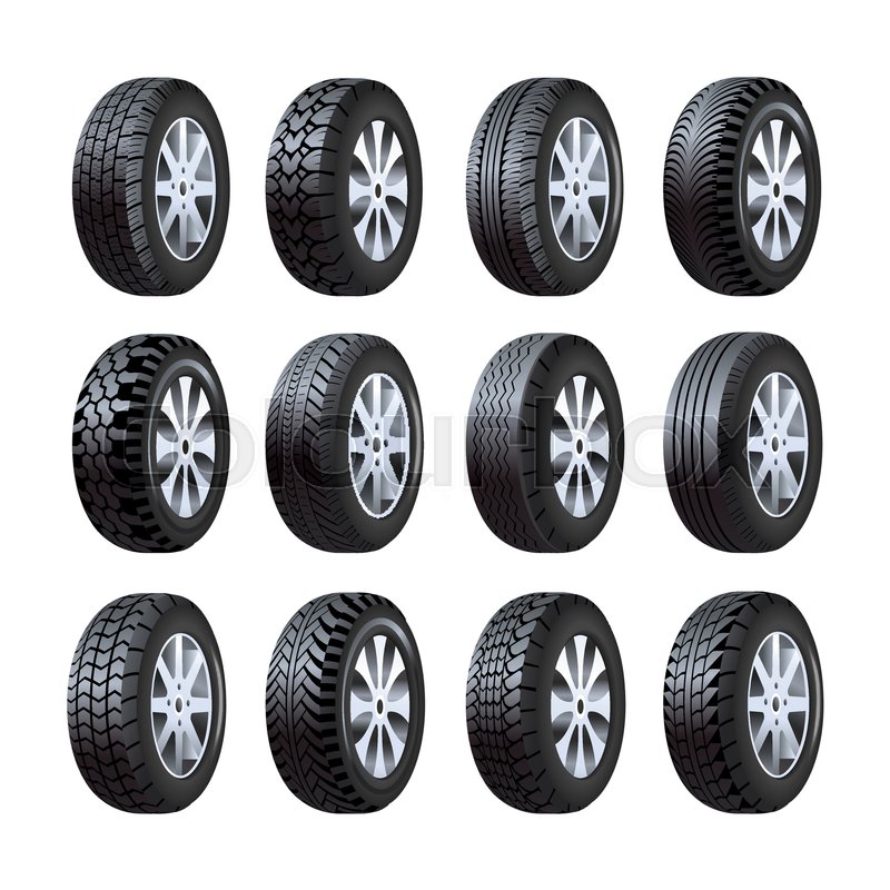 800x800 Car Tires Icons Vector Car Tire Or Stock Vector Colourbox
