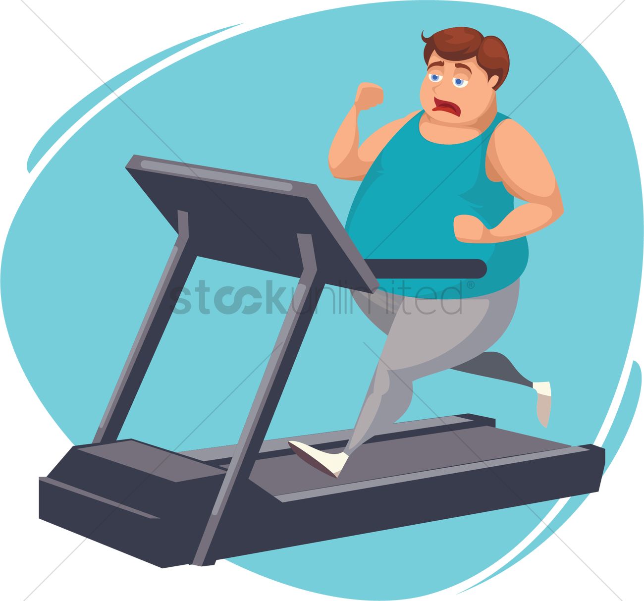 1300x1213 Fat Man Running On Treadmill Vector Image