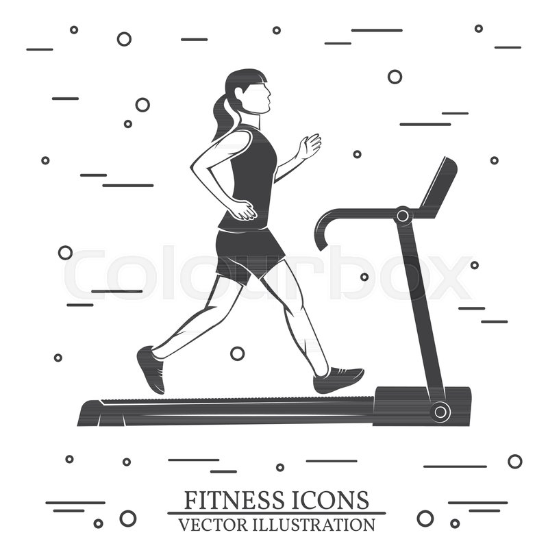800x800 Girl Run On The Treadmill Machine Stock Vector Colourbox