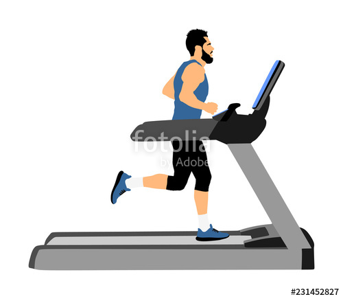 500x435 Sport Man Running On A Treadmill In Gym Vector Illustration Boy