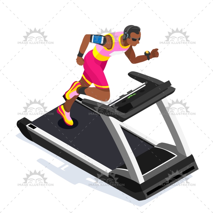 690x690 Treadmill Gym Class Working Out Flat Vector Image