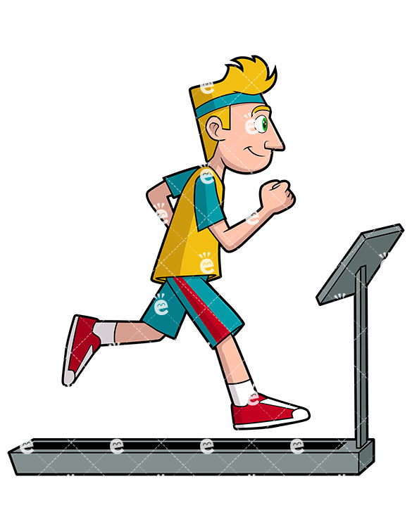 585x755 A Man Running On A Treadmill Vector Clipart