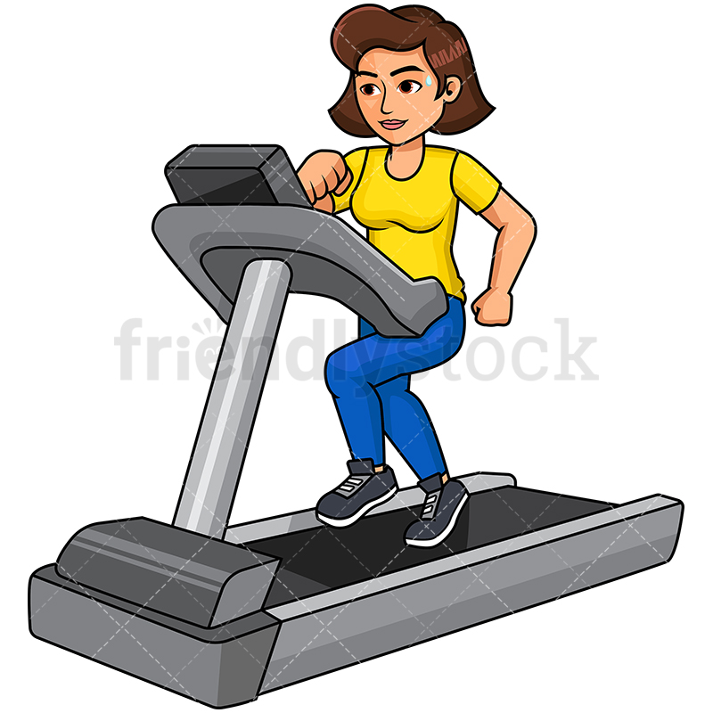 800x800 Woman Exercising Treadmill Cartoon Vector Clipart
