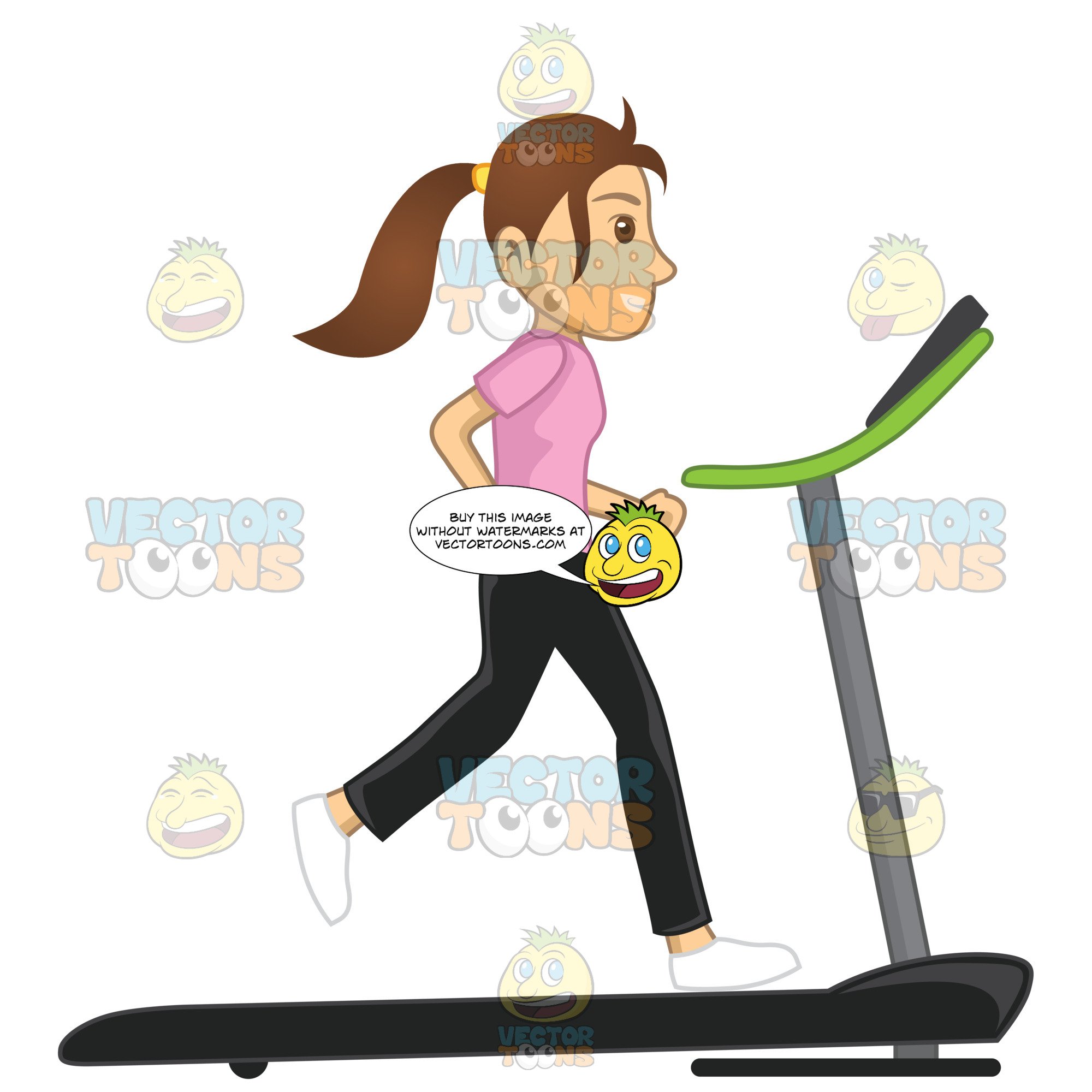 2000x2000 Woman Running On A Treadmill Clipart Cartoons