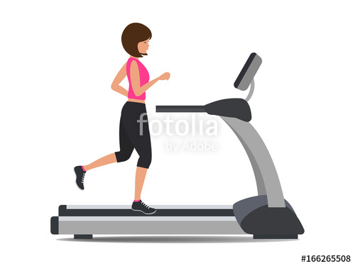 500x375 Young Woman In A Sporty Uniform Is Running On A Treadmill Vector