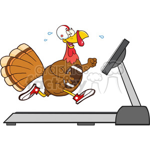 300x300 Football Turkey Bird Cartoon Character Running On A Treadmill