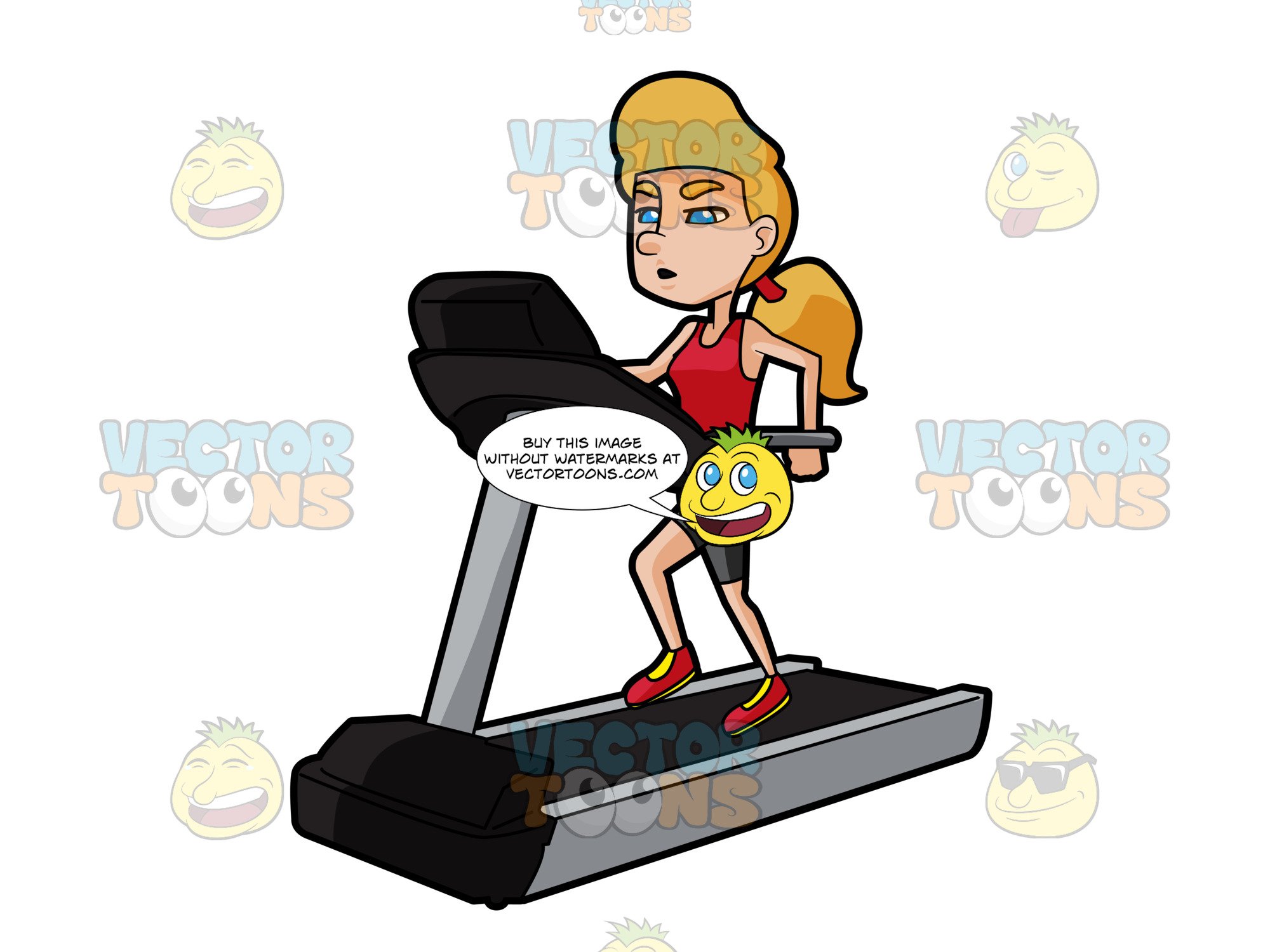2000x1500 Blonde Woman Running On A Treadmill Clipart Cartoons