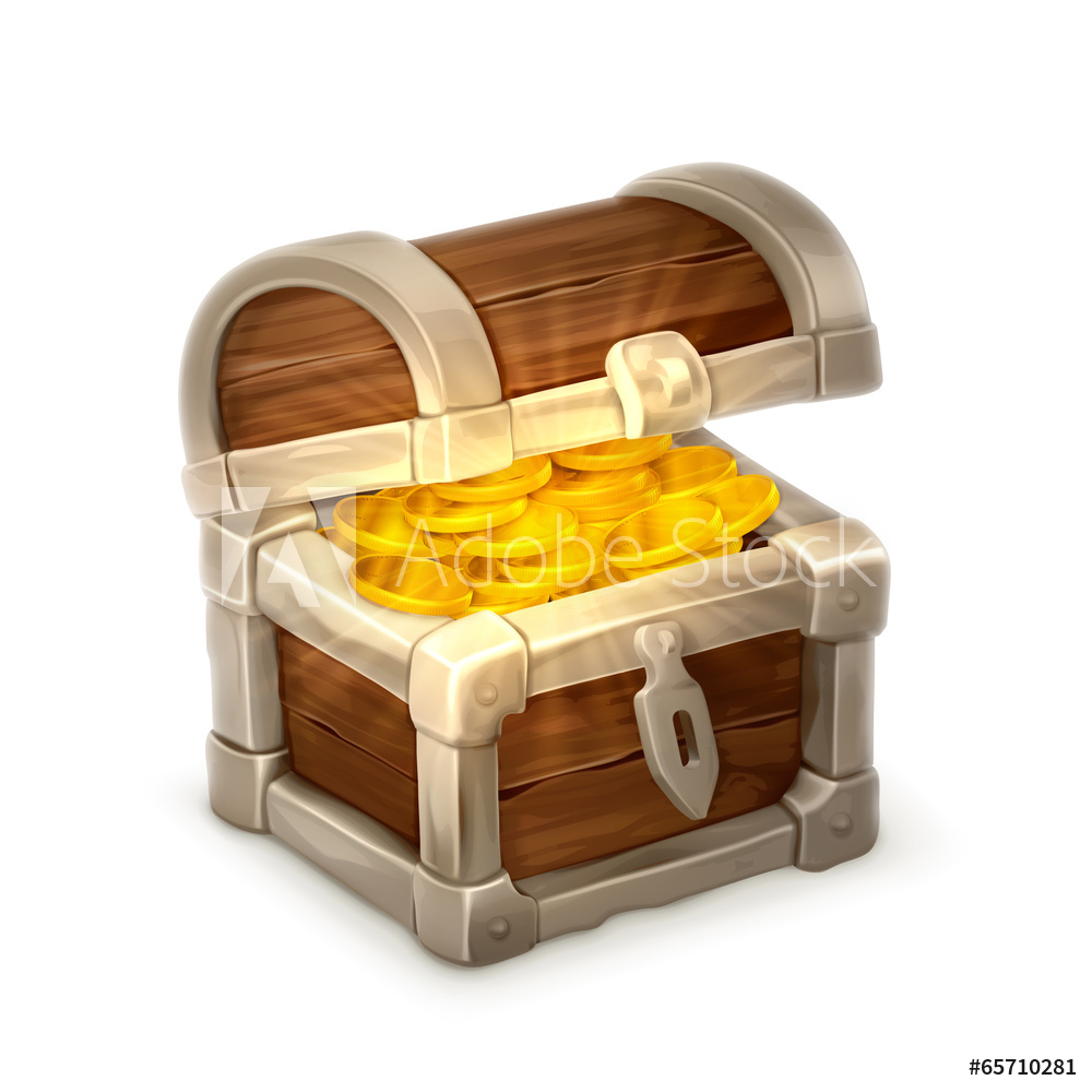 1000x1000 Fotografie, Obraz Treasure Chest, Vector Illustration Isolated