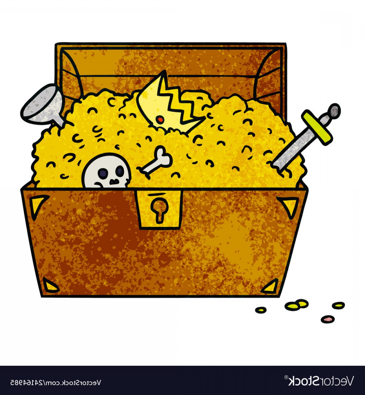 1200x1296 Textured Cartoon Doodle Of A Treasure Chest Vector Hoodamathrun