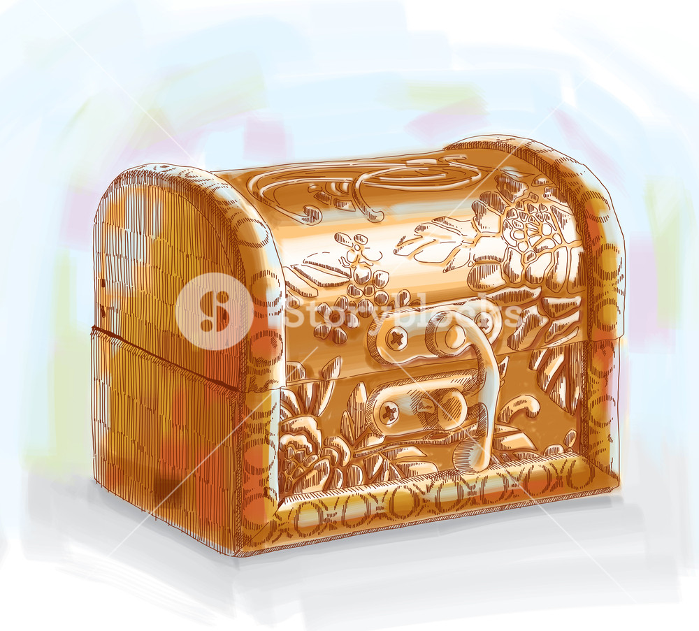 1000x903 Vector Hand Drawn Treasure Chest Royalty Free Stock Image