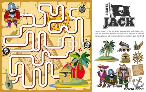500x316 Cartoon Pirate Treasure Hunt Maze Concept Stock Image And Royalty