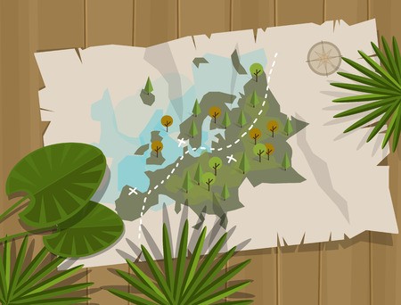450x342 Jungle Map Europe Cartoon Adventure Treasure Hunt Royalty Free