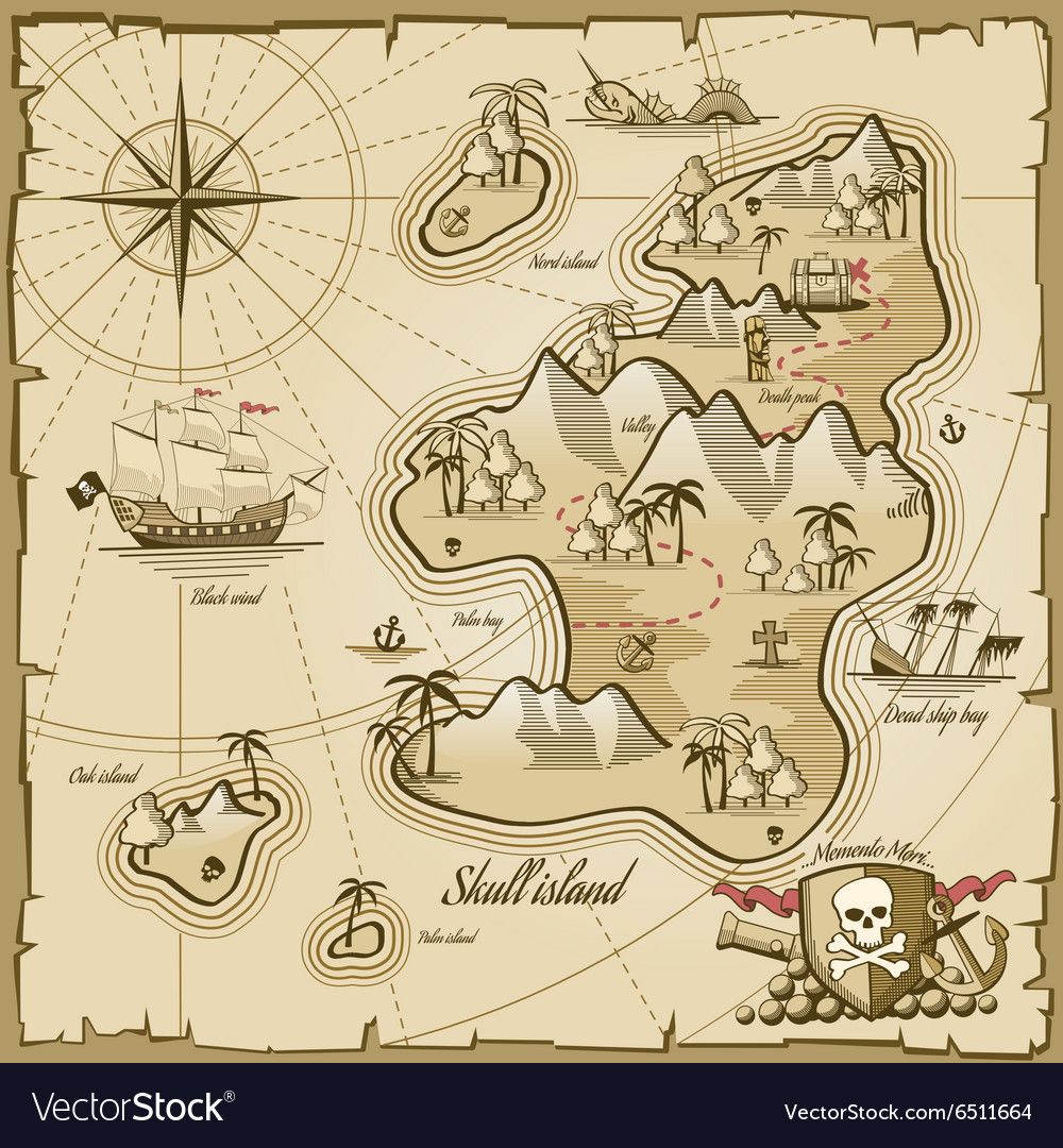 1000x1080 Treasure Island Map In Hand Drawn Style Royalty Free Vector