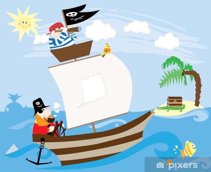 700x571 Pirate Ship And Island With Treasure