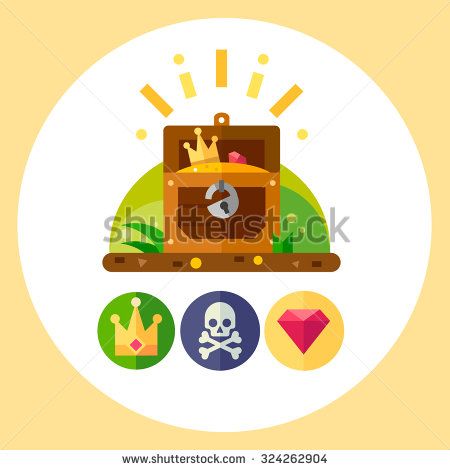450x470 Pirate Treasure Vector Illustration Set Treasure Chest, Gold