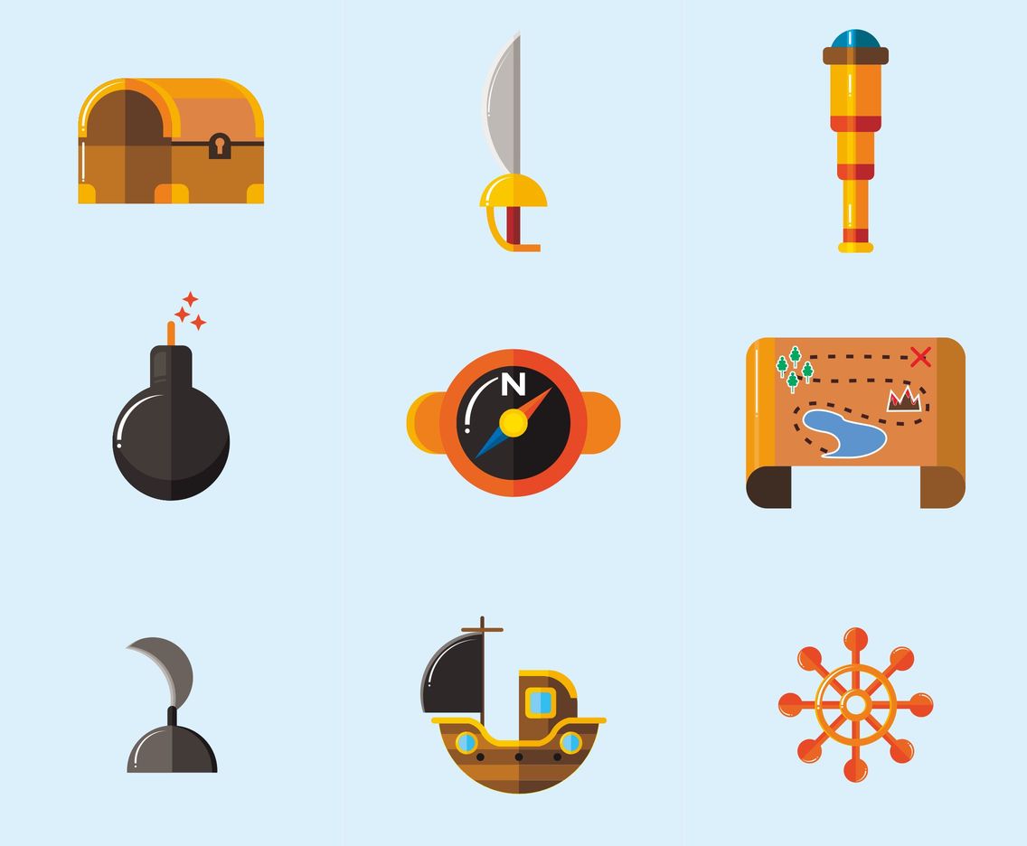 1136x936 Pirates And Treasure Vector Icons Vector Art Graphics