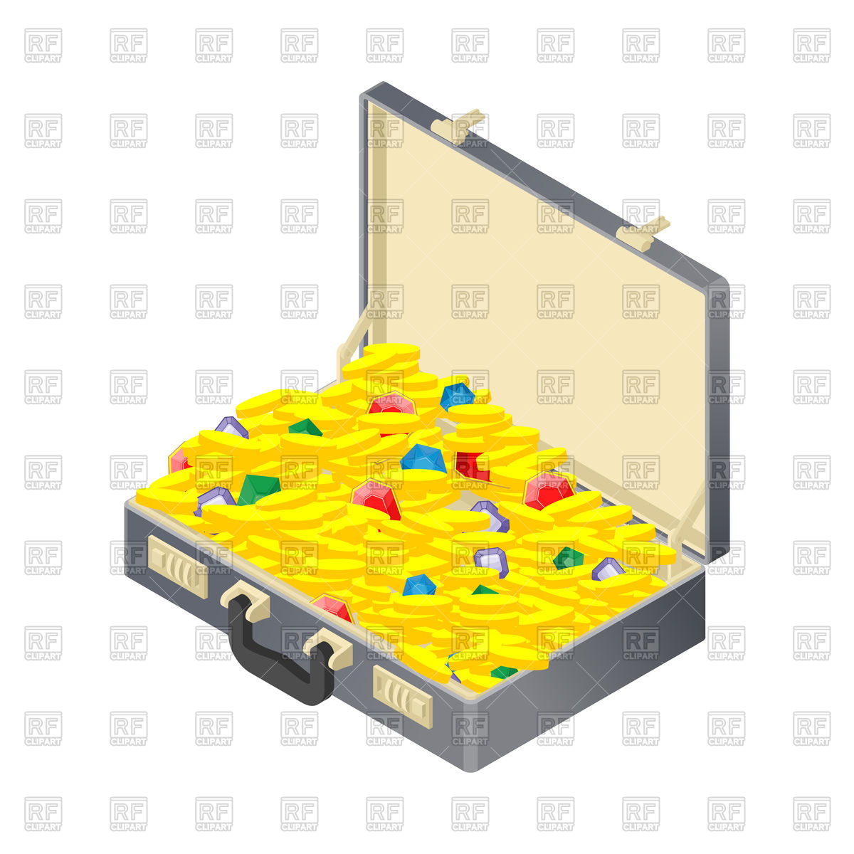 1200x1200 Suitcase With Gold Treasure Vector Image Of Signs, Symbols, Maps