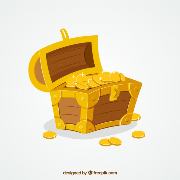 626x626 Treasure Box Background With Gold And Diamonds Vector Free Download
