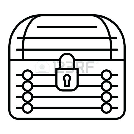 450x450 Locked Chest Thin Line Icon Treasure Vector Illustration Outline