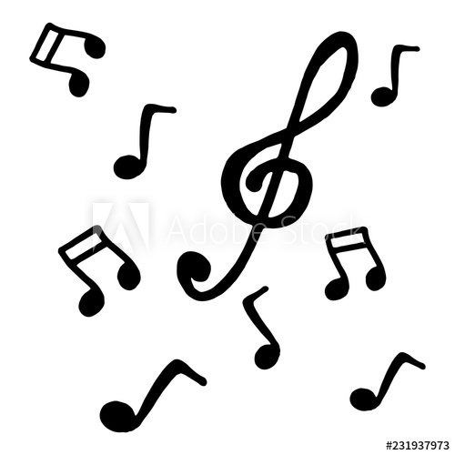 500x500 Musical Notes And Treble Clef Vector Illustration Of A Treble