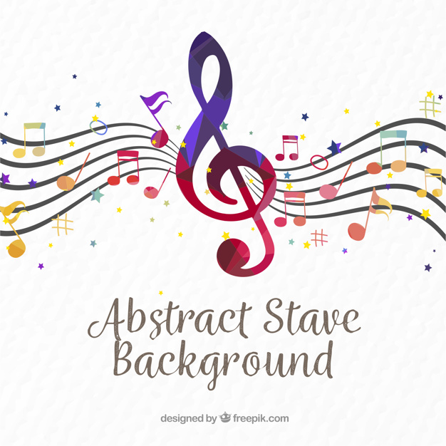626x626 Pentagram Background With Colorful Treble Clef Vector Free Download