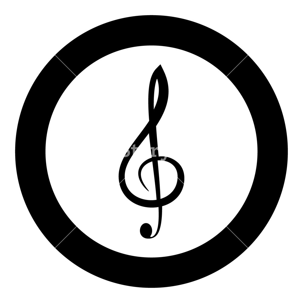 1000x1000 Treble Clef Icon Black Color In Circle Or Round Vector