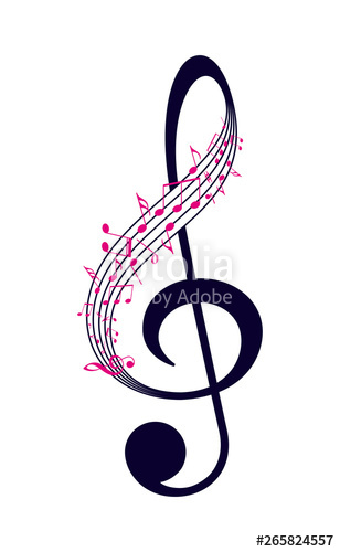 308x500 Vector Isolated Music Treble Clef With Notes Stock Image