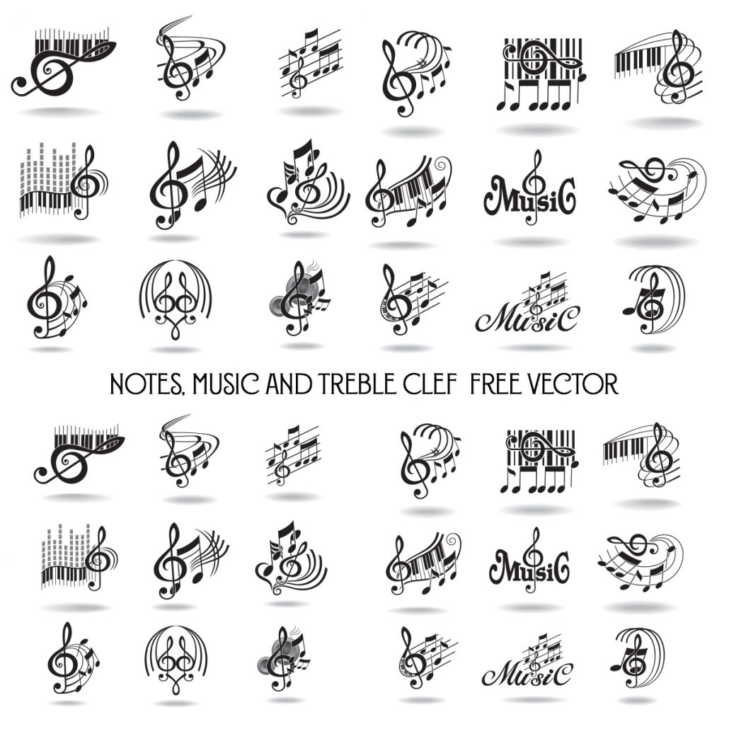 1030x1030 Notes, Music And Treble Clef Free Vector Free Download