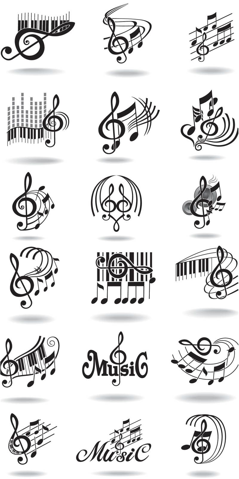 800x1600 Notes, Music Staff And Treble Clef Vector Free Download