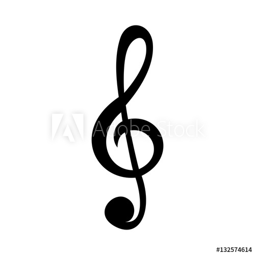 500x500 Simple Treble Clef Vector Icon Isolated On White Background