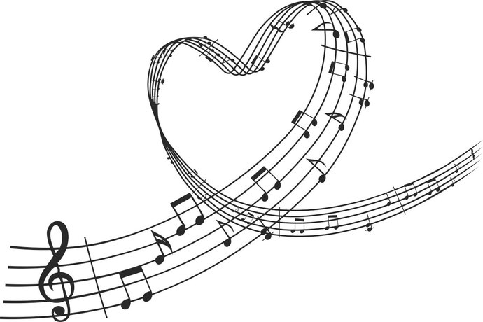 690x460 Treble Clef Heart Sheet Music Graphics Design