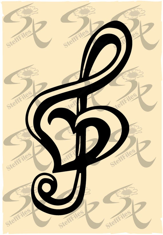 570x819 Vector Treble Clef Heart Music Love Clipart Etsy