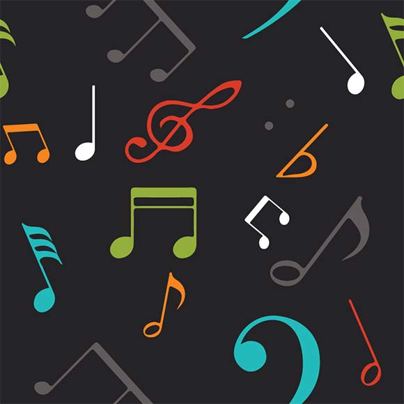 580x580 Colorful Melody Musical Notes And Treble Clef Symbols Vector