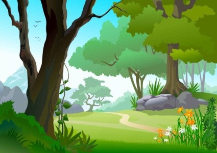 425x300 Green Landscape Trees Background Vector Free Vector