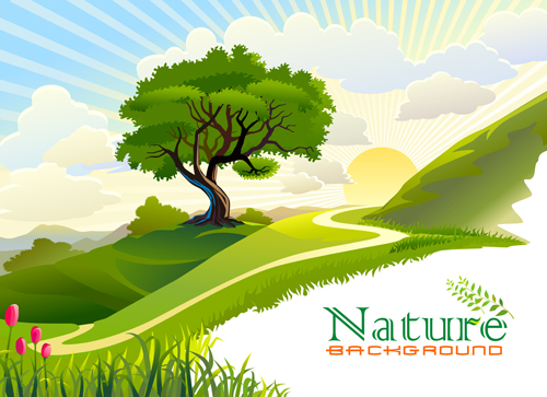 500x363 Tree And Natural Scenery Vector Background Free Download