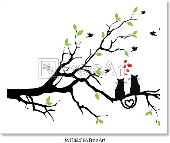Free Art Print Of Cats In Love On Tree, Vector Cats In Love 560x470 Free Art Print Of Cats In Love On Tree, Vector Cats In Love