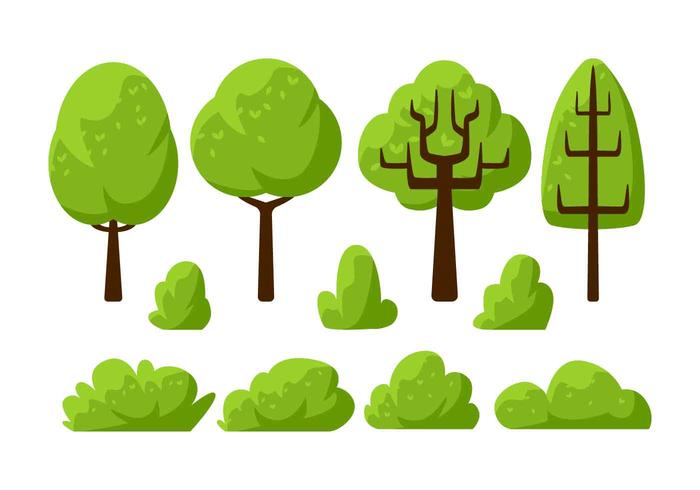 700x490 Tree Clipart Set Vector Illustration