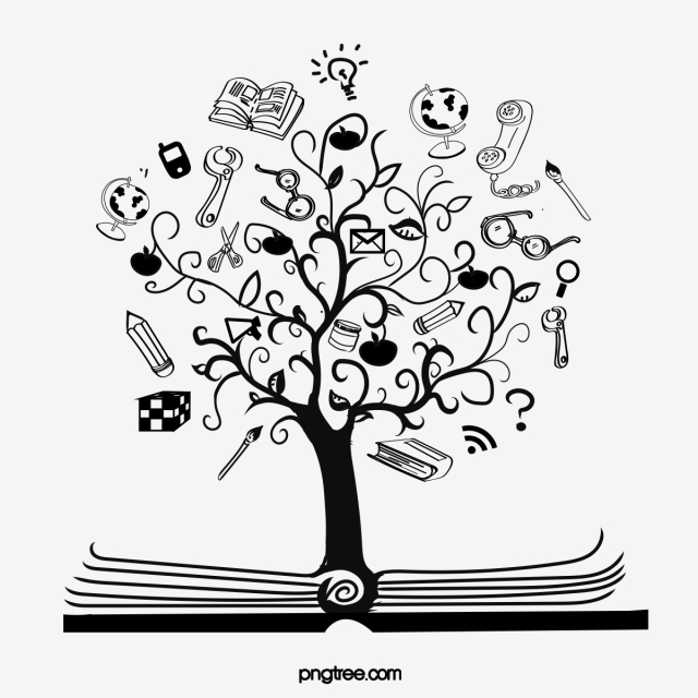 640x640 Knowledge Tree Line Drawing Vector Stationery Student Elements