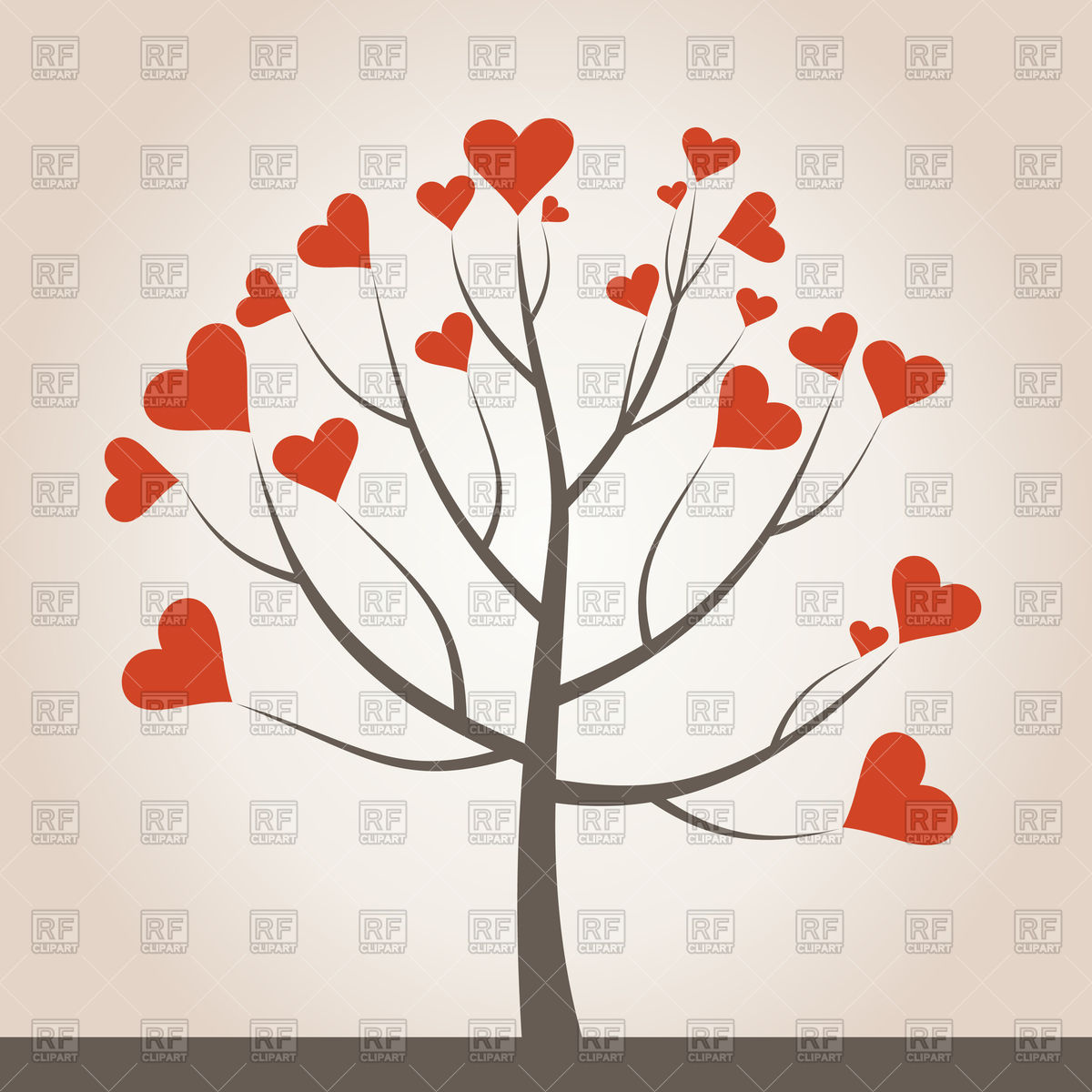 1200x1200 Tree Of Love From Red Hearts Vector Image Of Plants And Animals