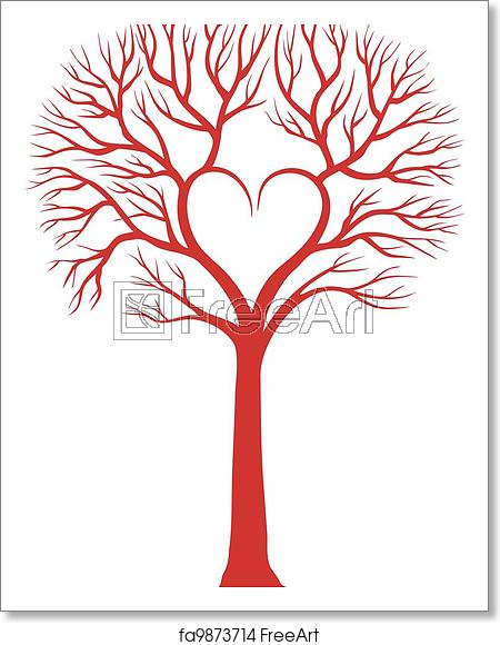 450x580 Free Art Print Of Heart Tree, Vector Background Red Love Tree