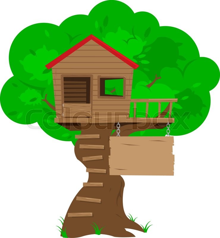 A Colorful Cartoon Tree House With A Stock Vector Colourbox 740x800 A Colorful Cartoon Tree House With A Stock Vector Colourbox