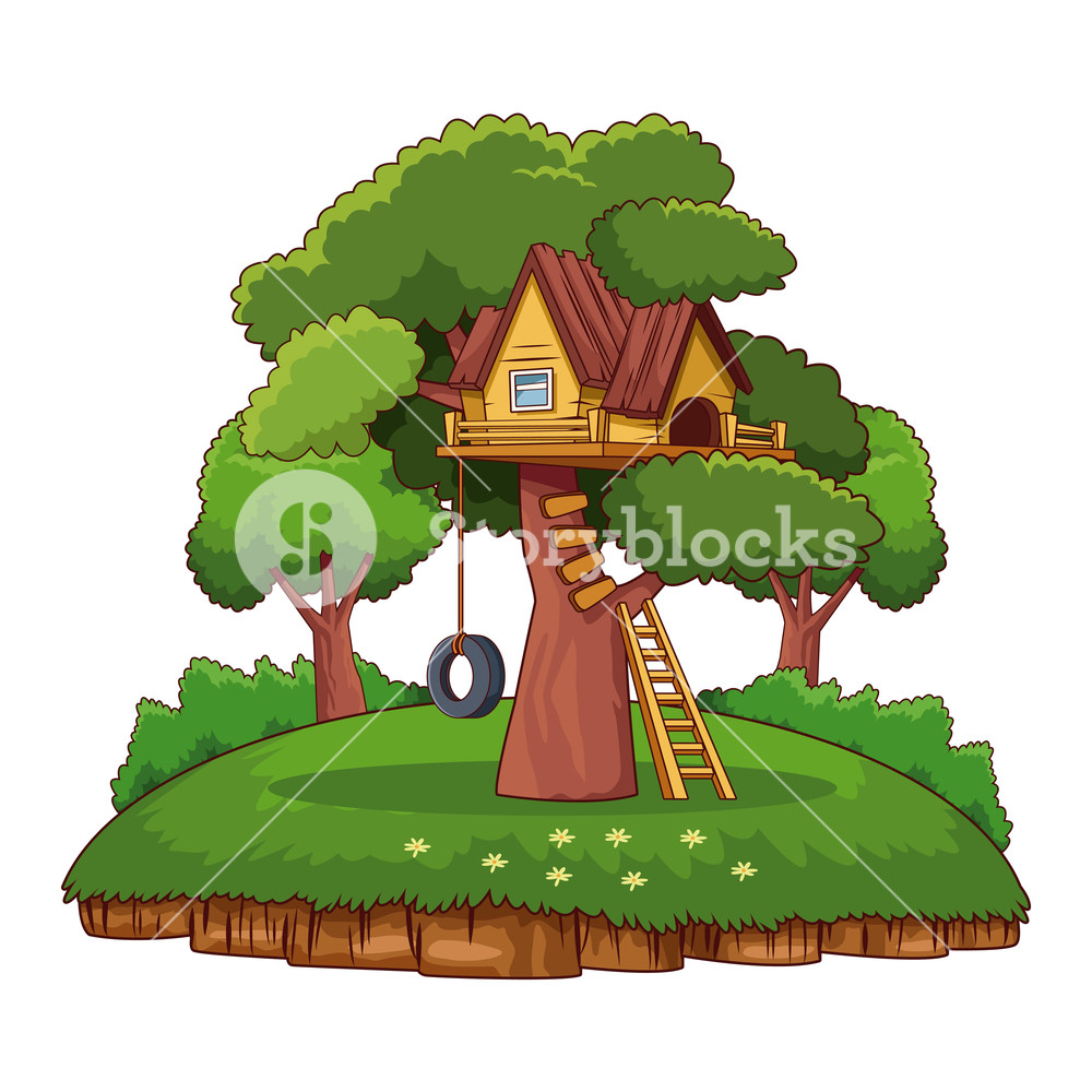 Tree House In Park Cartoon Vector Illustration Graphic Design 1000x1000 Tree House In Park Cartoon Vector Illustration Graphic Design