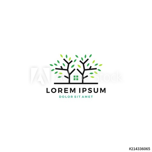 Tree House Green Negative Space Logo Vector Icon 500x500 Tree House Green Negative Space Logo Vector Icon