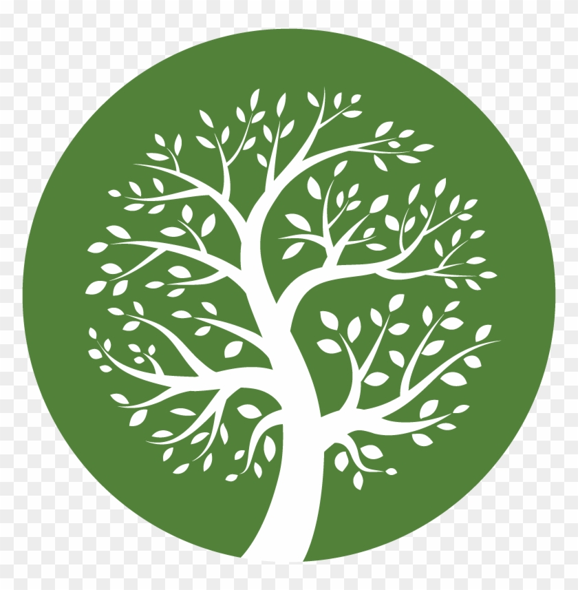 840x857 White Tree Icon On Green Background, Vector Logo