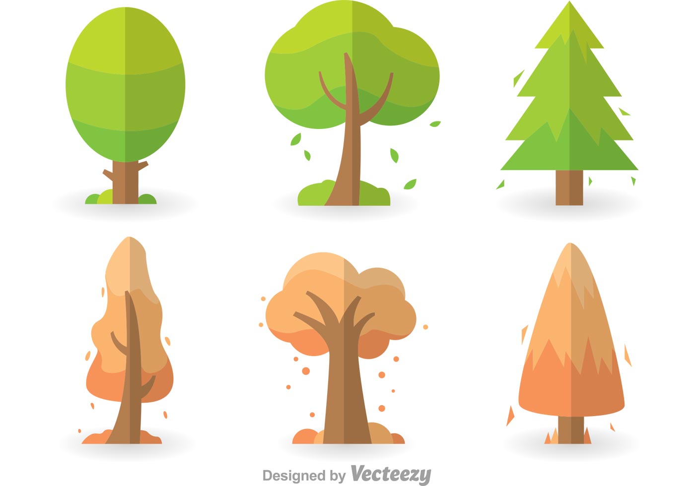 1400x980 Colorful Tree Icons Set