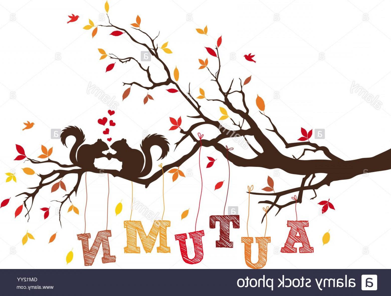 Stock Photo Autumn Tree Branch With Colorful Leaves And Squirrels 1560x1183 Stock Photo Autumn Tree Branch With Colorful Leaves And Squirrels