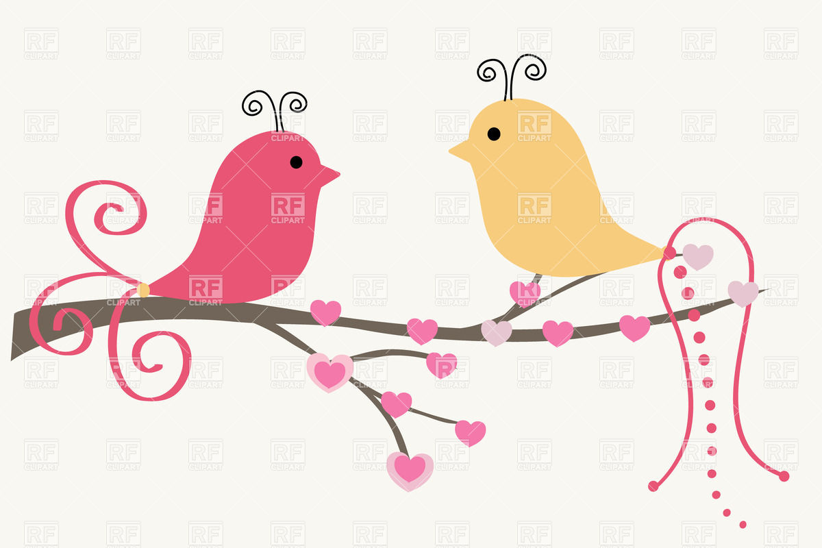 Two Cute Cartoon Birds On The Tree Branch Vector Image Of Plants 1200x800 Two Cute Cartoon Birds On The Tree Branch Vector Image Of Plants