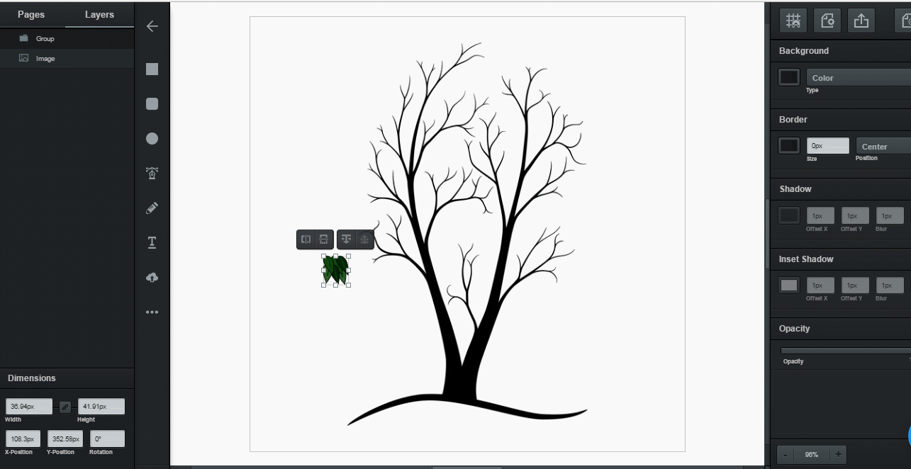 1285x662 Drawing Tree Vector Graphic