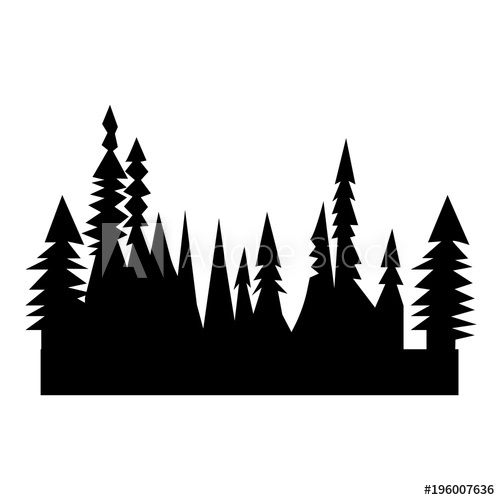 500x500 Black Treeline Silhouette On White Background
