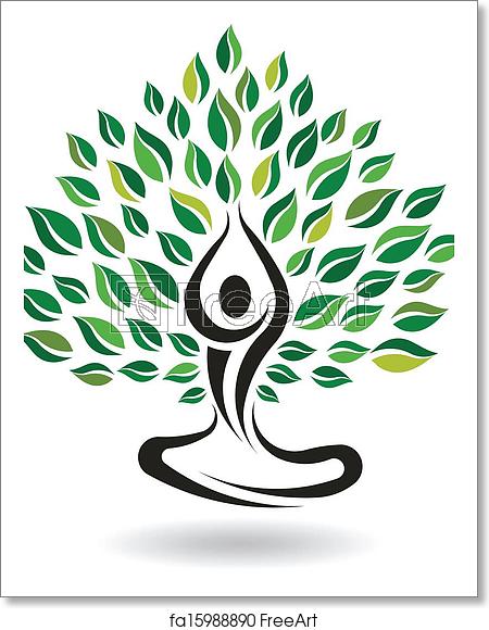450x580 Free Art Print Of Yoga Easy Pose Tree, Logo Vector Freeart